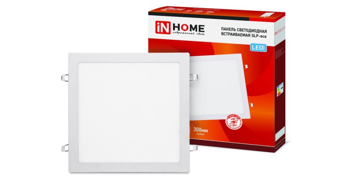 Купить Светильник светодиодный SLP 24Вт 230В 4000К 1680лм 300мм IP40 встраив. квадрат. панель бел. 4690612035710 IN HOME оптом в Москве