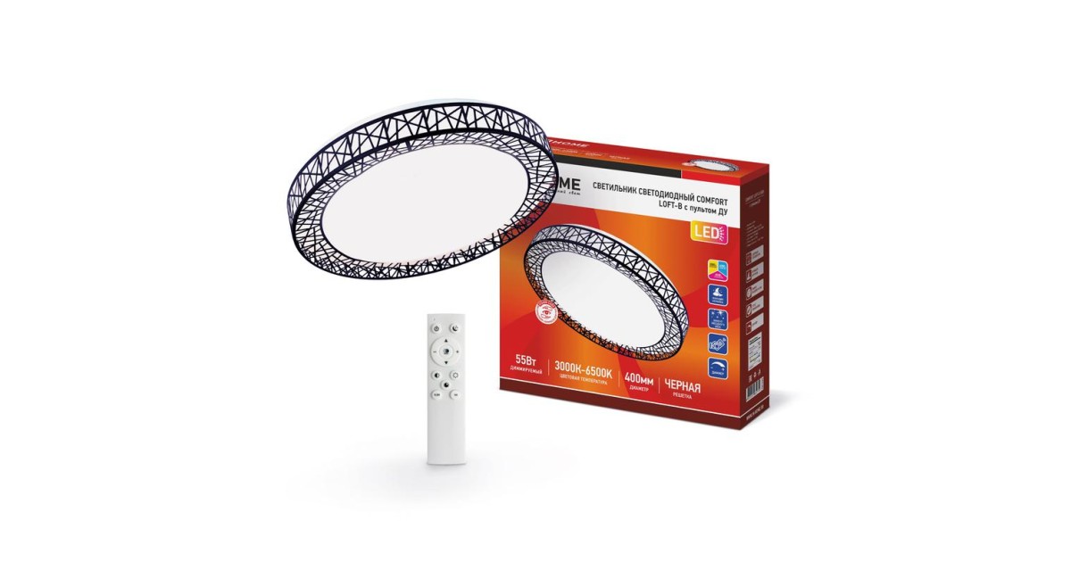 Купить Светильник светодиодный COMFORT Loft-B 55Вт 230В 3000-6500К 4400лм 400х105мм с пультом ДУ 4690612034775 IN HOME оптом в Москве