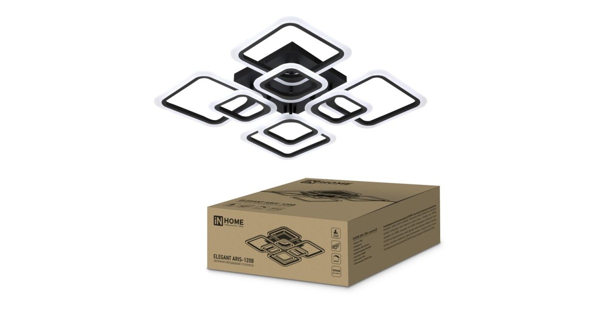 Купить Светильник светодиодный ELEGANT ARIS-120В 120Вт 230В 3000-4000-6500К 8400лм 590х590х130мм с пультом ДУ 4690612035437 IN HOME оптом в Москве