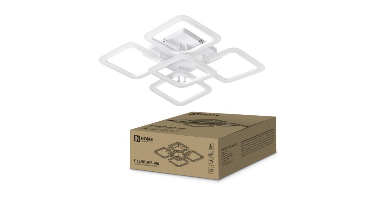 Купить Светильник светодиодный ELEGANT ARIS-90W 90Вт 230В 3000-4000-6500К 7000лм 590х590х130мм с пультом ДУ 4690612035406 IN HOME оптом в Москве