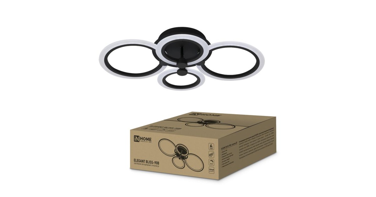 Купить Светильник светодиодный ELEGANT BLISS-90В 90Вт 230В 3000-4000-6500К 7000лм 610х400х130мм с пультом ДУ 4690612035451 IN HOME оптом в Москве