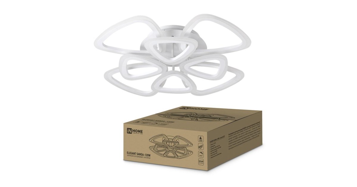 Купить Светильник светодиодный ELEGANT SANSA-120W 120Вт 230В 3000-4000-6500К 8400лм 650х650х130мм с пультом ДУ 4690612035383 IN HOME оптом в Москве