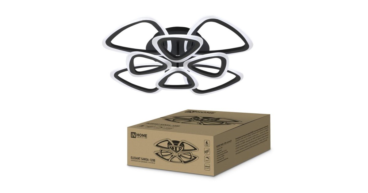 Купить Светильник светодиодный ELEGANT SANSA-120В 120Вт 230В 3000-4000-6500К 8400лм 650х650х130мм с пультом ДУ 4690612035390 IN HOME оптом в Москве