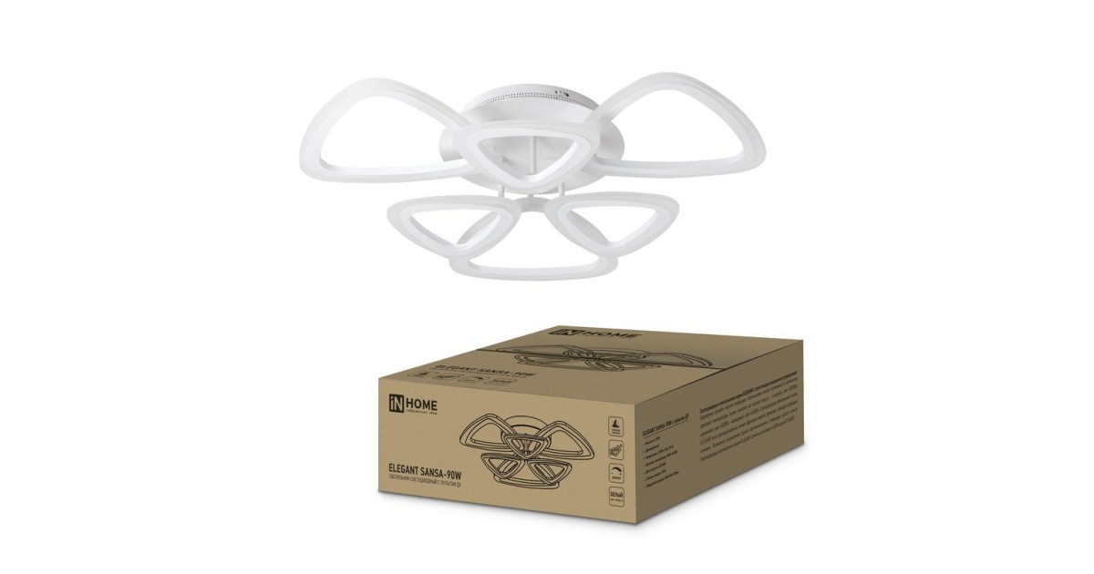 Купить Светильник светодиодный ELEGANT SANSA-90W 90Вт 230В 3000-4000-6500К 7000лм 650х650х130мм с пультом ДУ 4690612035369 IN HOME оптом в Москве