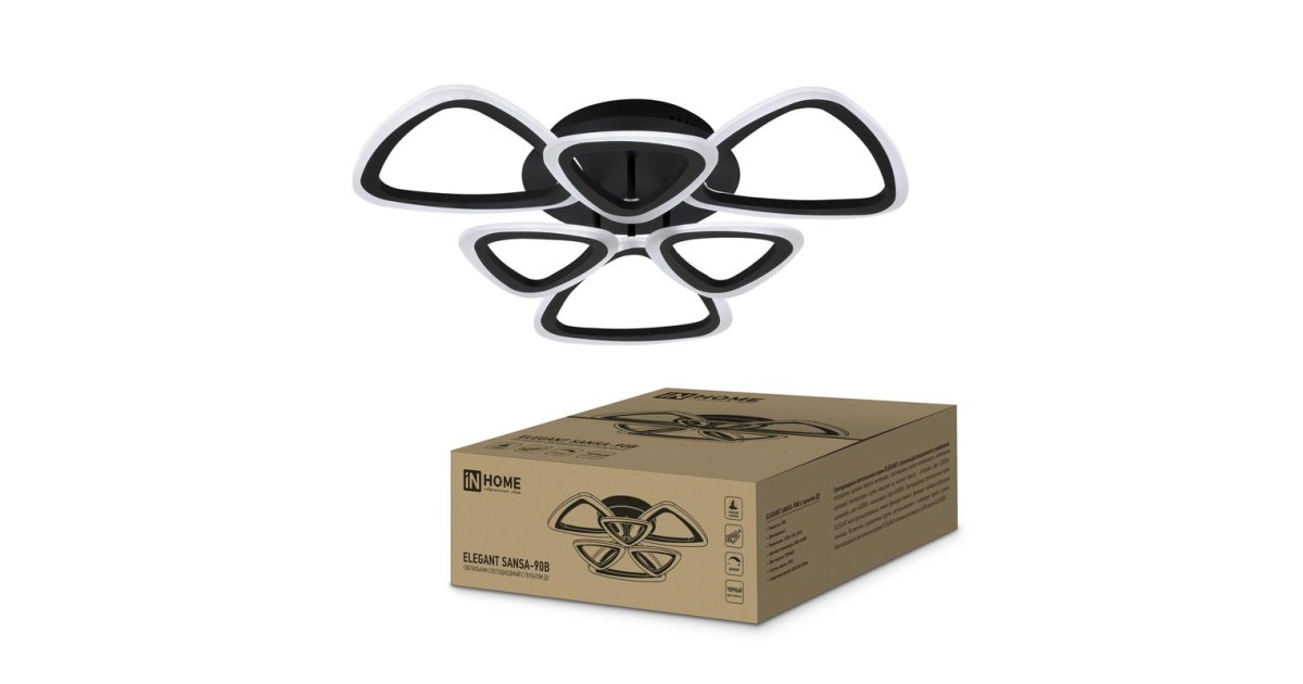 Купить Светильник светодиодный ELEGANT SANSA-90В 90Вт 230В 3000-4000-6500К 7000лм 650х650х130мм с пультом ДУ 4690612035376 IN HOME оптом в Москве