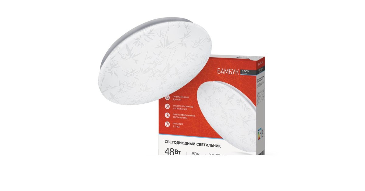 Купить Светильник светодиодный DECO 48Вт 230В 6500К 3120лм 350х55мм БАМБУК 4690612038605 IN HOME оптом в Москве