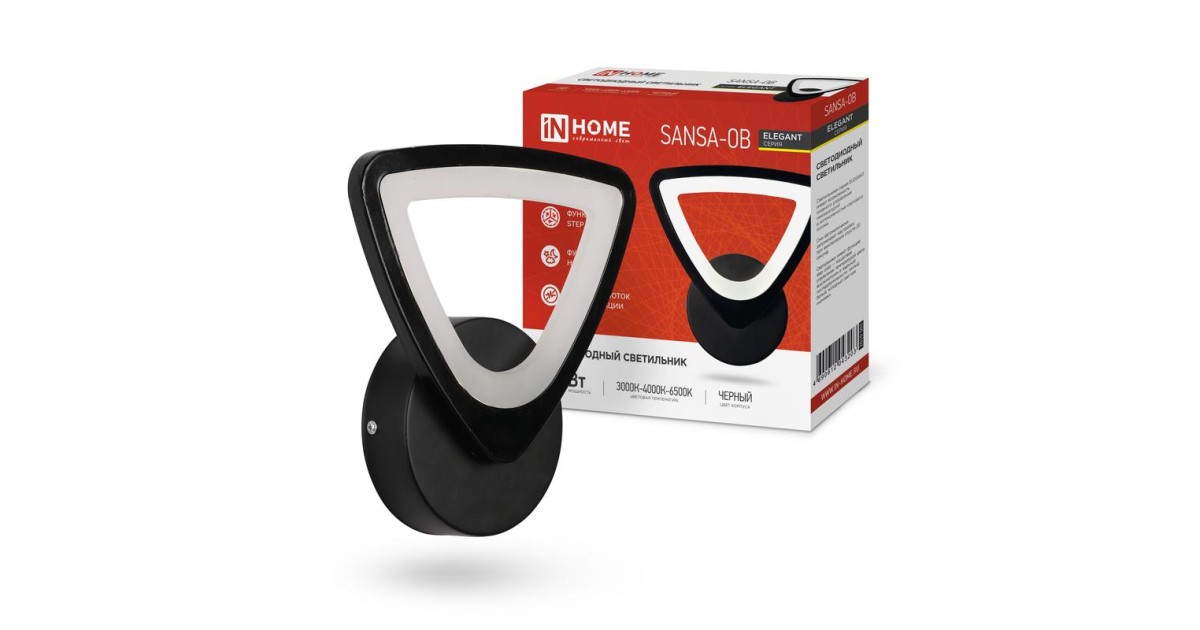 Купить Светильник светодиодный ELEGANT SANSAR-B 15Вт 230В 3000-6500К 1050лм STEP COLOR черн. 4690612043203 IN HOME оптом в Москве