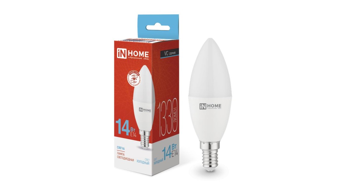 Купить Лампа светодиодная LED-СВЕЧА-VC 14Вт E14 6500К 1330лм 4690612047775 IN HOME оптом в Москве