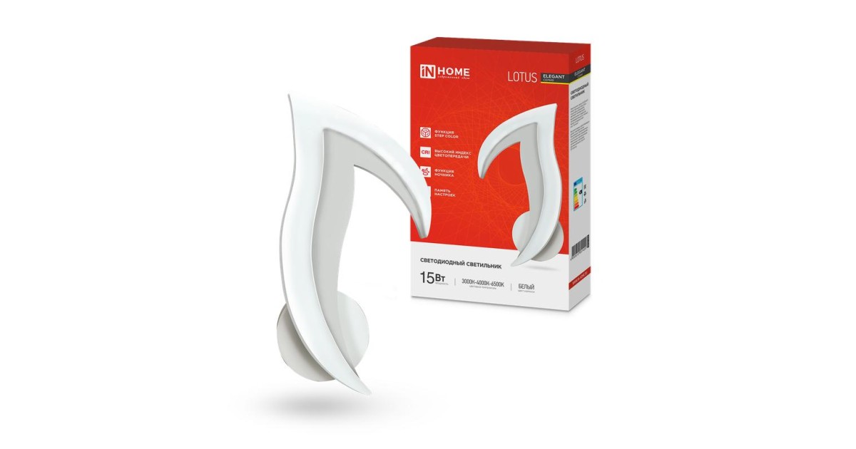 Купить Светильник светодиодный ELEGANT LOTUS STEP COLOR 15Вт 3000-6500К 1200лм 230В бел. 4690612051420 IN HOME оптом в Москве