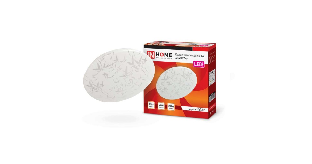 Купить Светильник светодиодный DECO 18Вт 230В 6500К 1620лм 260х55мм БАМБУК 4690612022253 IN HOME оптом в Москве