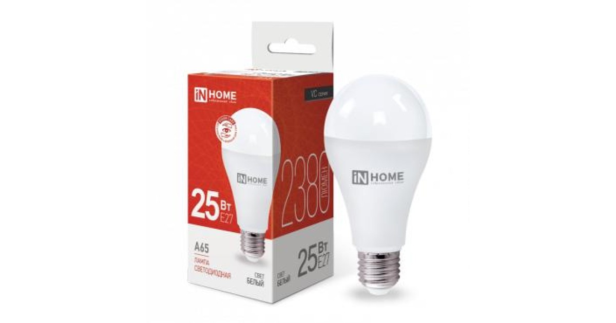 Купить Лампа светодиодная LED-A65-VC 25Вт грушевидная 4000К нейтр. бел. E27 2380лм 230В 4690612024080 IN HOME оптом в Москве