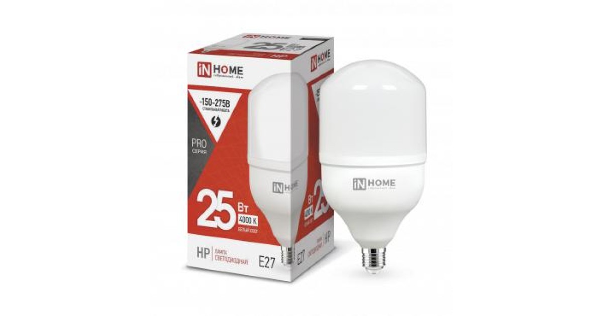 Купить Лампа светодиодная высокомощная LED-HP-PRO 25Вт цилиндр 4000К нейтр. бел. E27 2380лм 230В 4690612031057 IN HOME оптом в Москве