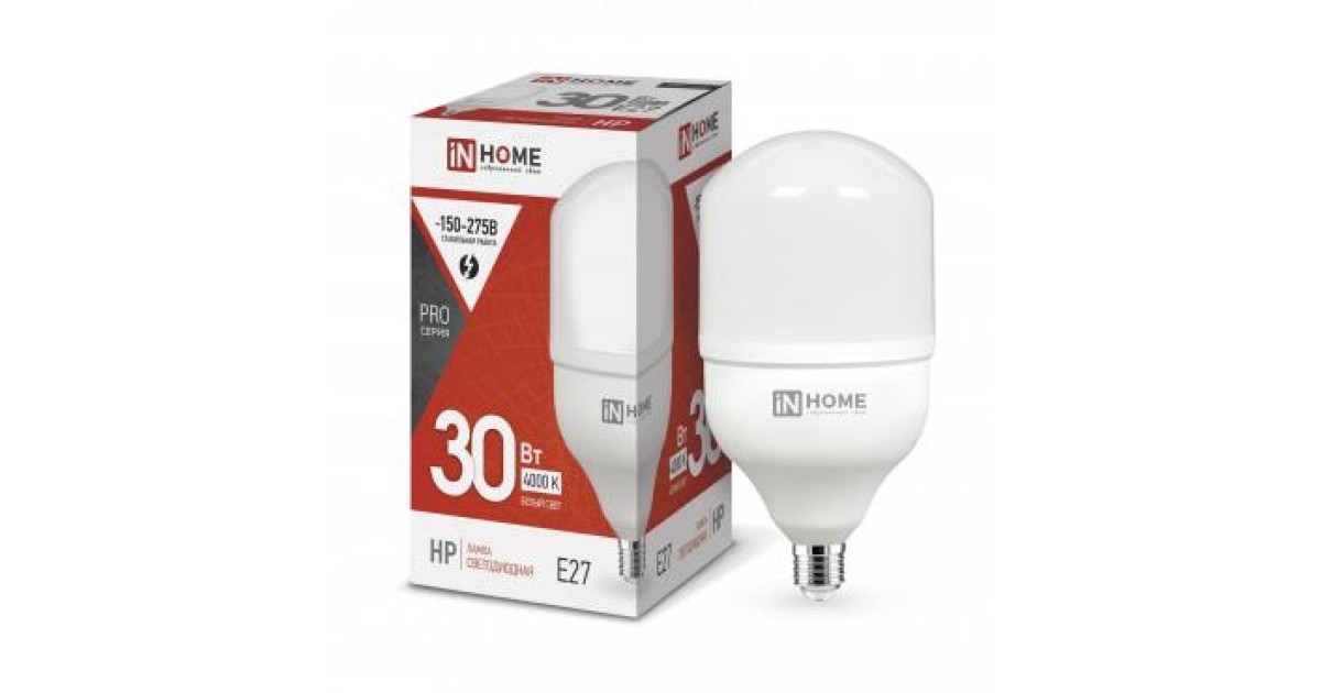 Купить Лампа светодиодная высокомощная LED-HP-PRO 30Вт цилиндр 4000К нейтр. бел. E27 2850лм 230В 4690612031071 IN HOME оптом в Москве
