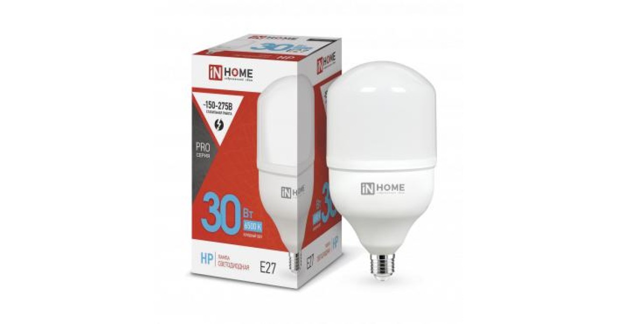 Купить Лампа светодиодная высокомощная LED-HP-PRO 30Вт цилиндр 6500К холод. бел. E27 2850лм 230В 4690612031088 IN HOME оптом в Москве
