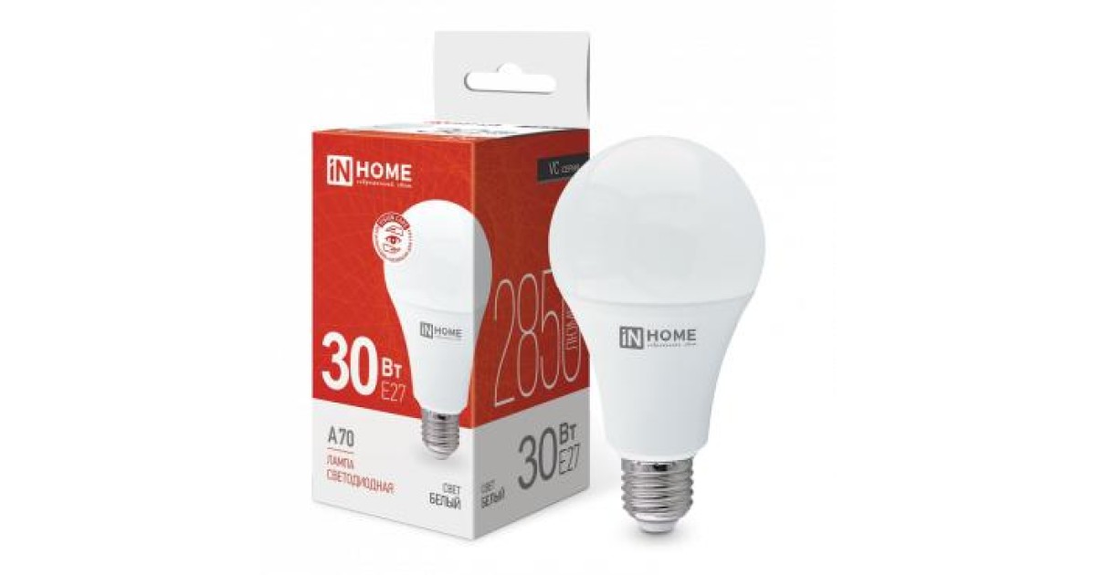 Купить Лампа светодиодная LED-A70-VC 30Вт грушевидная 4000К нейтр. бел. E27 2850лм 230В 4690612024141 IN HOME оптом в Москве