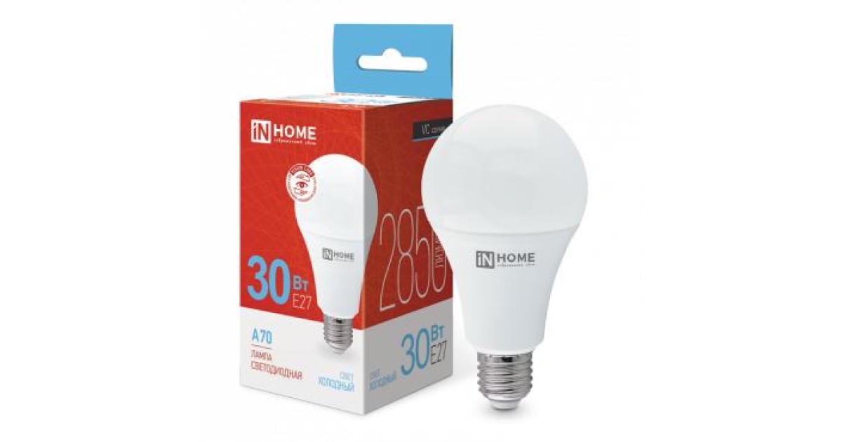 Купить Лампа светодиодная LED-A70-VC 30Вт грушевидная 6500К холод. бел. E27 2850лм 230В 4690612024165 IN HOME оптом в Москве