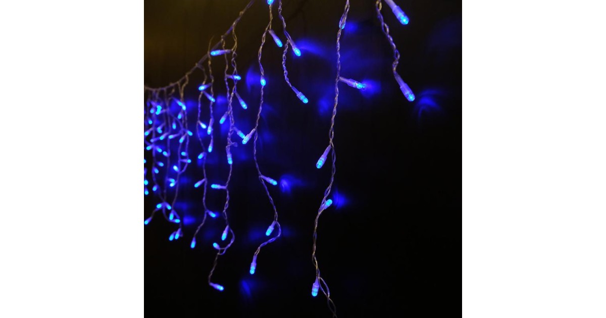 Купить Гирлянда "Бахрома" OIC100LSE-B-T-I4-F 100LED син./бел. 2х0.56м 20нитей 24/56/32/48см соединяемая до 20шт уличная мерцающая 4690601034991 SHLights оптом в Москве