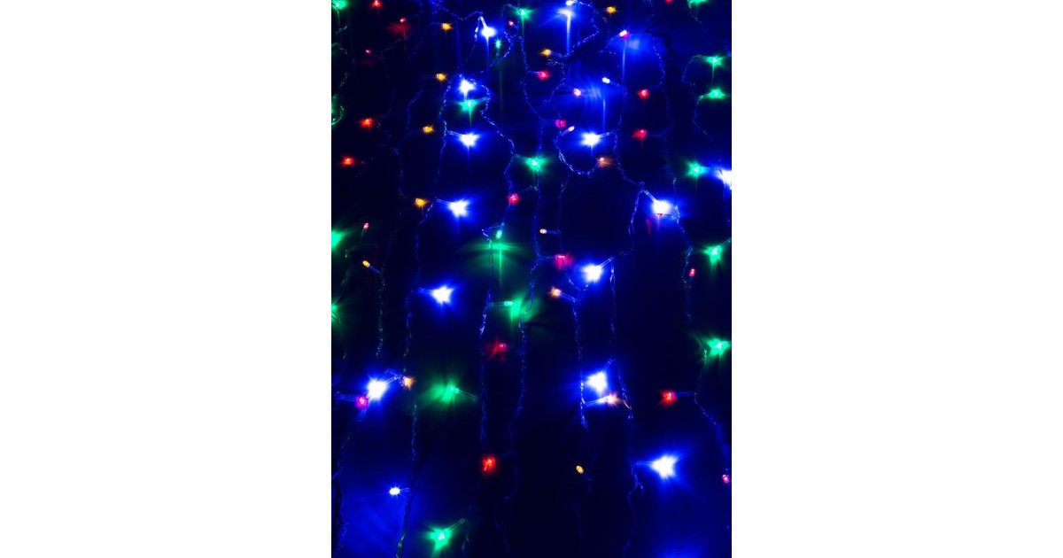 Купить Гирлянда светодиодная "Бахрома" 2х0.7м 100LED схема нитей 4/8/6/7 мультиколор IP20 возможность соединения до 3шт 220В КОСМОС KOC_CUR-V22 Космос оптом в Москве