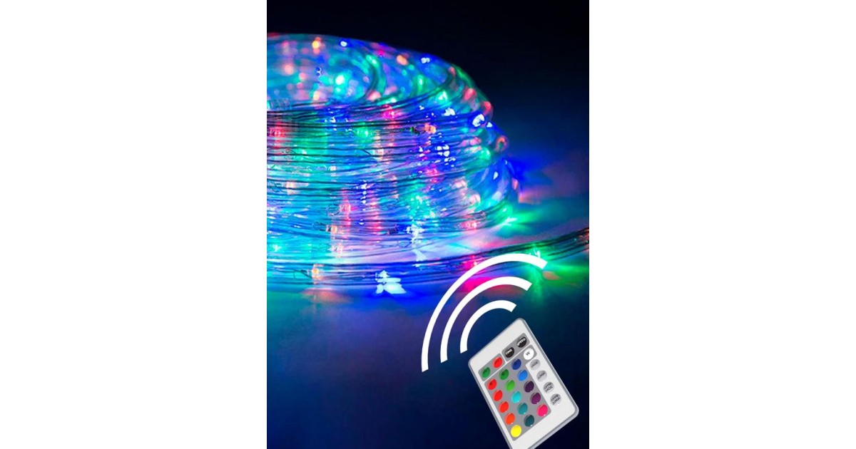 Купить Гирлянда светодиодная Дюралайт 10м (нить в трубе 0.8мм) + 30 клипс мультиколор USB 5В пульт ДУ КОСМОС KOC_GIR-U101 Космос оптом в Москве