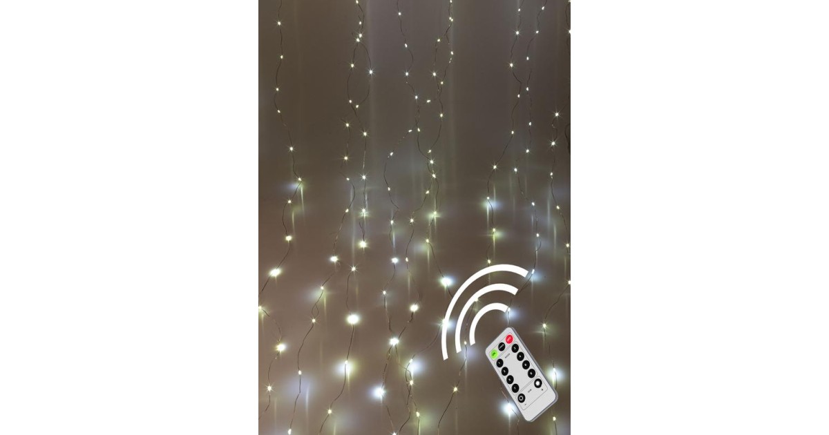 Купить Гирлянда светодиодная "Дождь" 3х3м 300LED с крючками для крепления тепл. бел. 8 режимов мигания питание от USB 5В пульт ДУ КОСМОС KOC_CUR-U103 Космос оптом в Москве