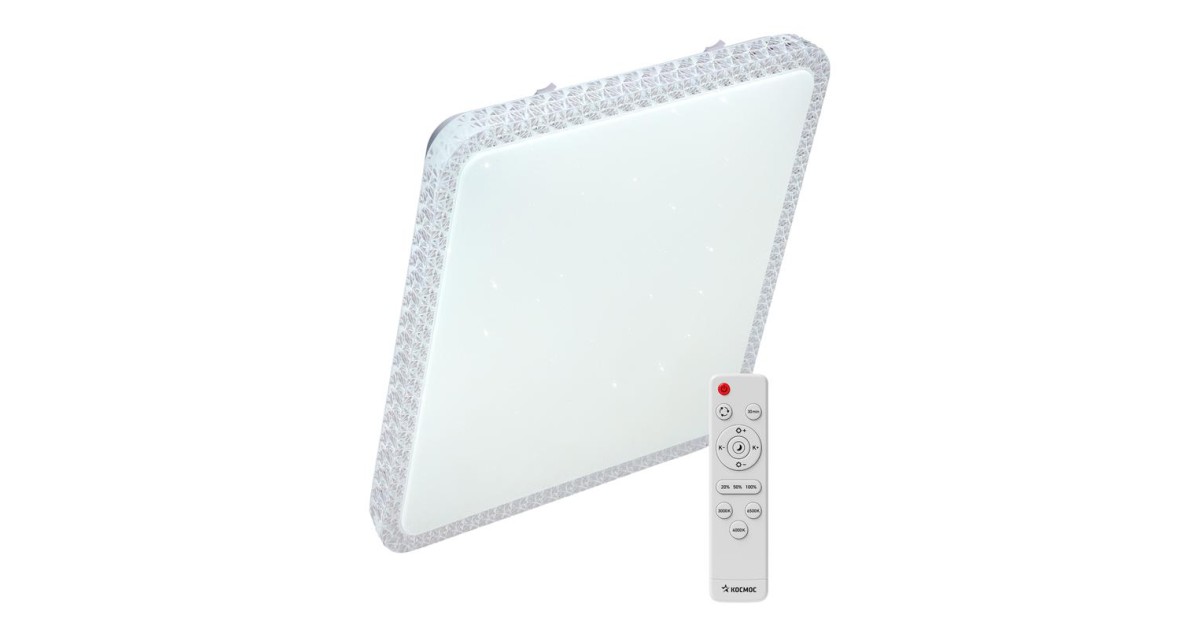 Купить Светильник светодиодный PREMIUM MYSTERY QUADRO 75Вт 230В 3000-6500К 6000лм IP40 530х530х70мм настенно-потолоч. управляемый с пультом ДУ КОСМОС KSMystQD75W Космос оптом в Москве