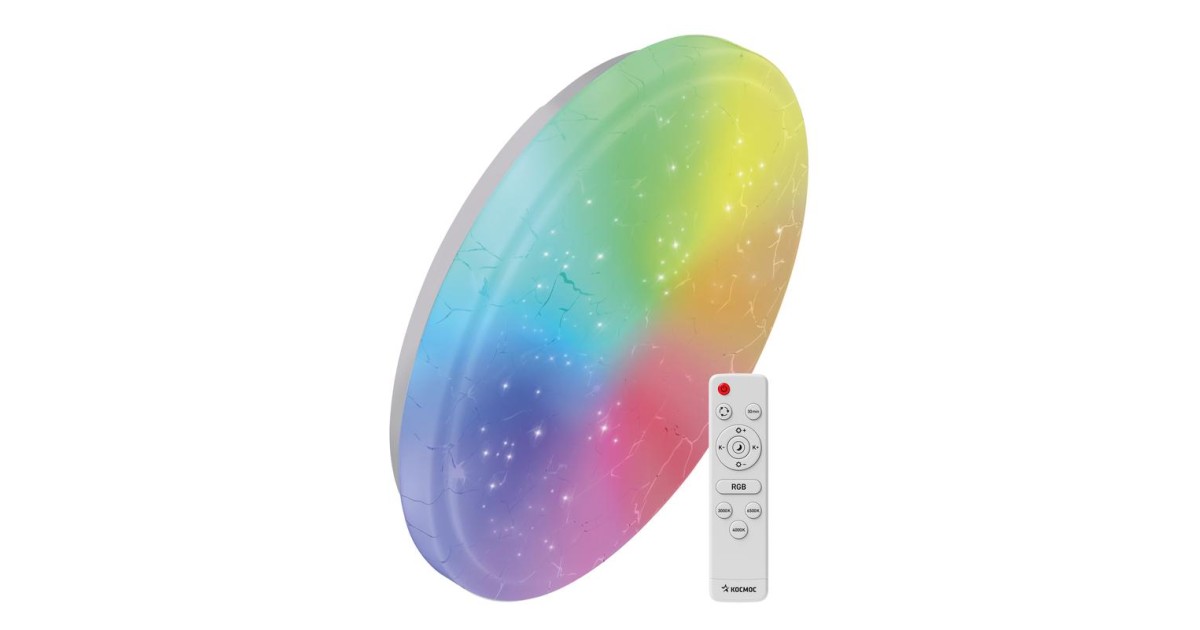 Купить Светильник светодиодный PREMIUM FROST-RGB 75Вт 230В 3000-6500К 4400лм IP40 495х85мм настенно-потолоч. управляемый с пультом ДУ с RGB подсветкой КОСМОС KSFrosRGB75W Космос оптом в Москве