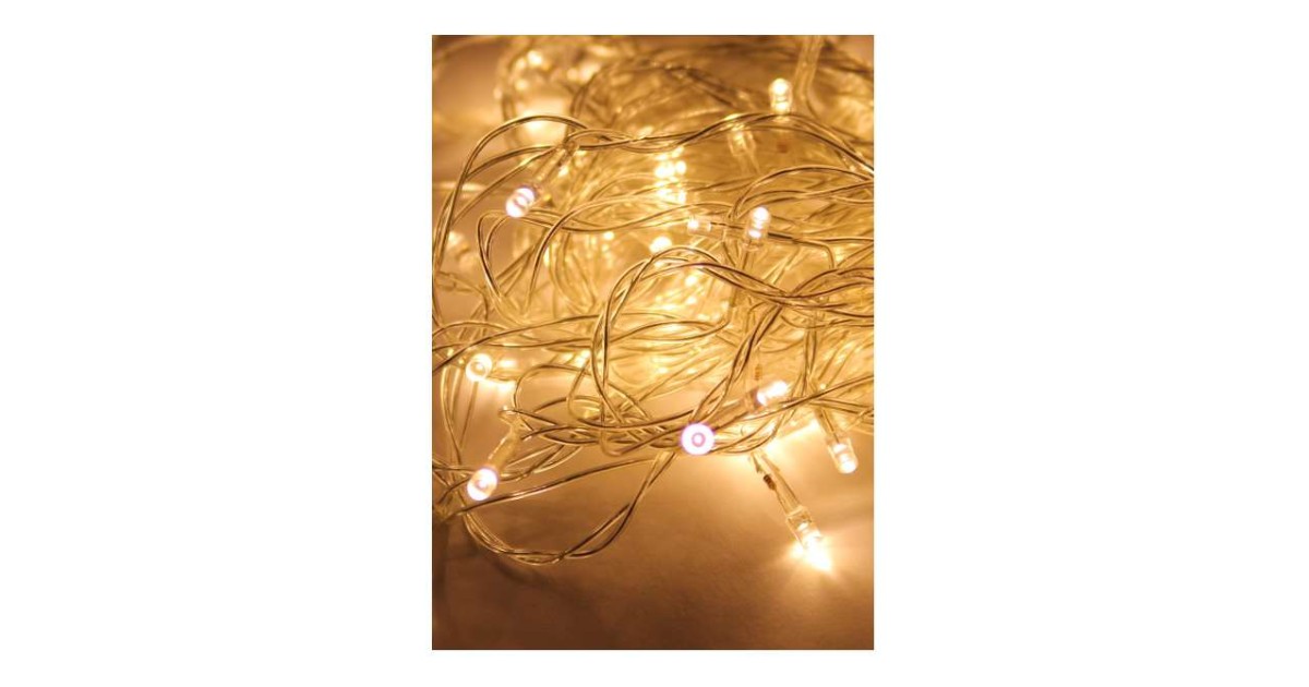 Купить Гирлянда светодиодная 120LED бел. прозр. провод 12.8м (11.3+1.5) 8 режимов мигания IP20 тепл. бел. KOC_GIR120LED_W Космос оптом в Москве