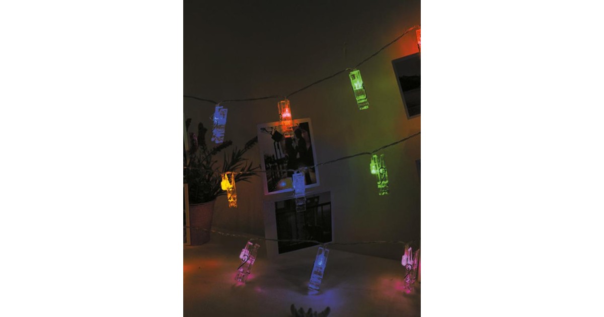 Купить Гирлянда светодиодная со светодиодами-прищепками для фотографий 10LED мультиколор элементы питания 2хAA (не в компл.) КОСМОС KOCNL-EL169 Космос оптом в Москве