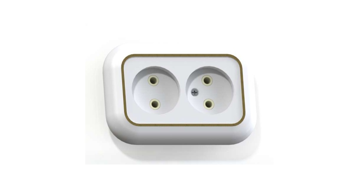 Купить Розетка 2-м СП Валентина РС10-393 10А IP20 бел./зол. Кунцево 5450 Кунцево-Электро оптом в Москве