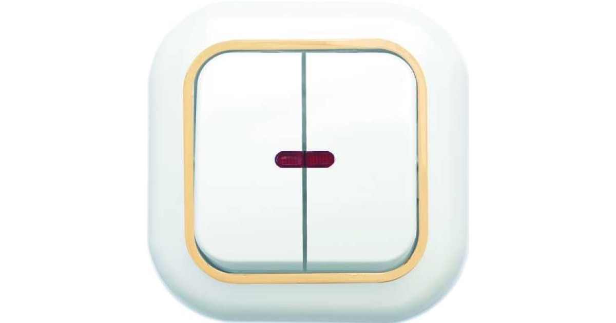 Купить Выключатель 2-кл. СП Валентина 10А IP20 С56-175 с индикацией бел./зол. Кунцево 7650 Кунцево-Электро оптом в Москве