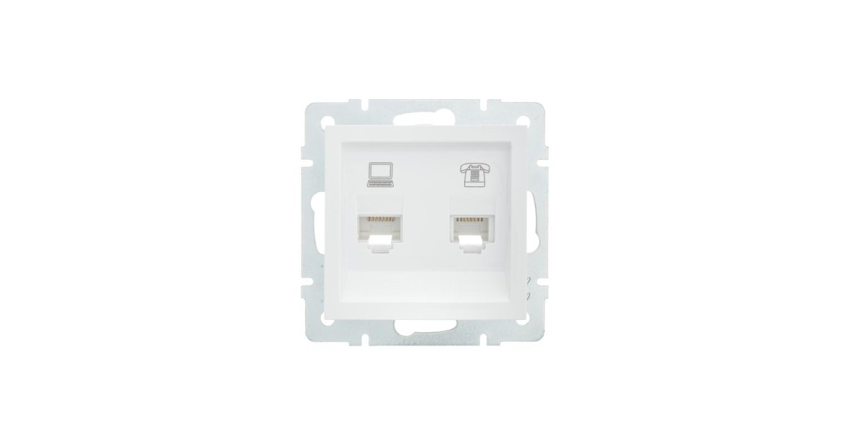 Купить Розетка компьютерная + телефонная 1-м СП Vesna механизм бел. 742-0288-143 Lezard оптом в Москве