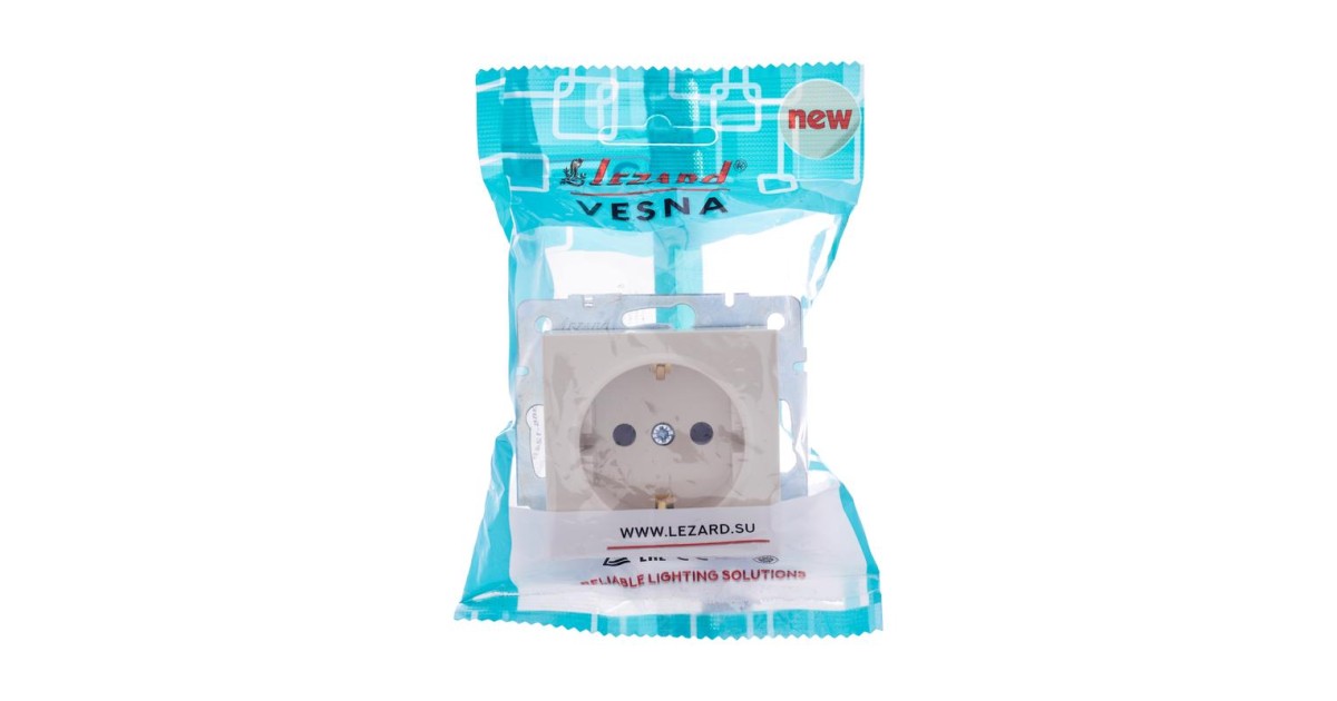 Купить Розетка 1-м СП Vesna с заземл. защ. шторки ПБТ механизм крем. 742-0388-124B Lezard оптом в Москве