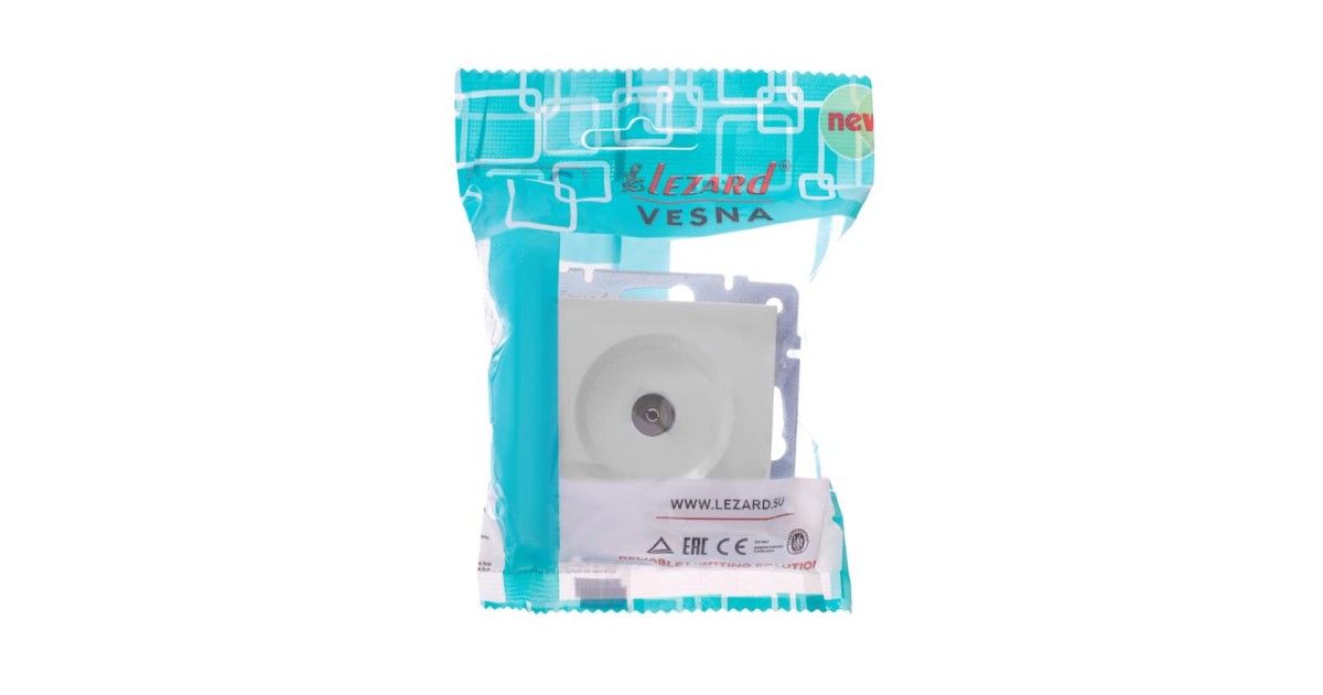 Купить Розетка телевизионная оконечная TV 1-м СП Vesna механизм бел. 742-0288-130 Lezard оптом в Москве