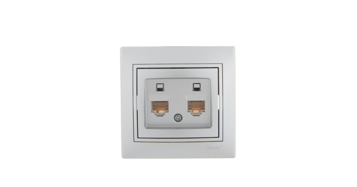 Купить Розетка компьютерная 2-м СП Mira RJ45 сер. метал. 701-1010-141 Lezard оптом в Москве