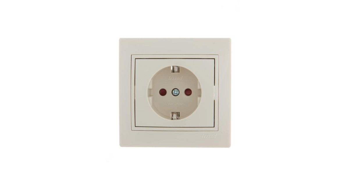 Купить Розетка 1-м СП Mira 16А IP20 с заземл. защ. шторки со вставкой керамика крем. 701-0303-124 Lezard оптом в Москве