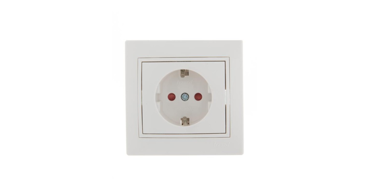 Купить Розетка 1-м СП Mira 16А IP20 с заземл. защ. шторки с бел. вставкой керамика бел. 701-0202-124 Lezard оптом в Москве