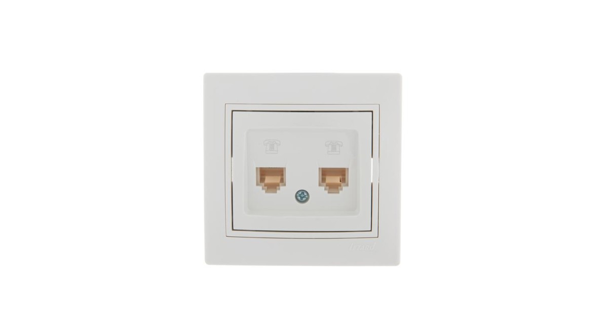 Купить Розетка телефонная 2-м СП Mira RJ11 бел./бел. 701-0202-138 Lezard оптом в Москве