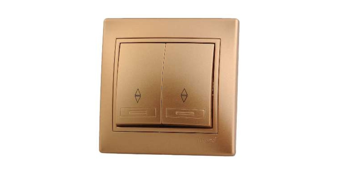 Купить Переключатель проходной 2-кл. СП Mira 10А IP20 со вставкой зол. метал. 701-1313-106 Lezard оптом в Москве