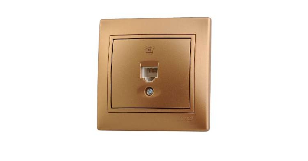 Купить Розетка телефонная 1-м СП Mira RJ11 зол. метал. 701-1313-137 Lezard оптом в Москве