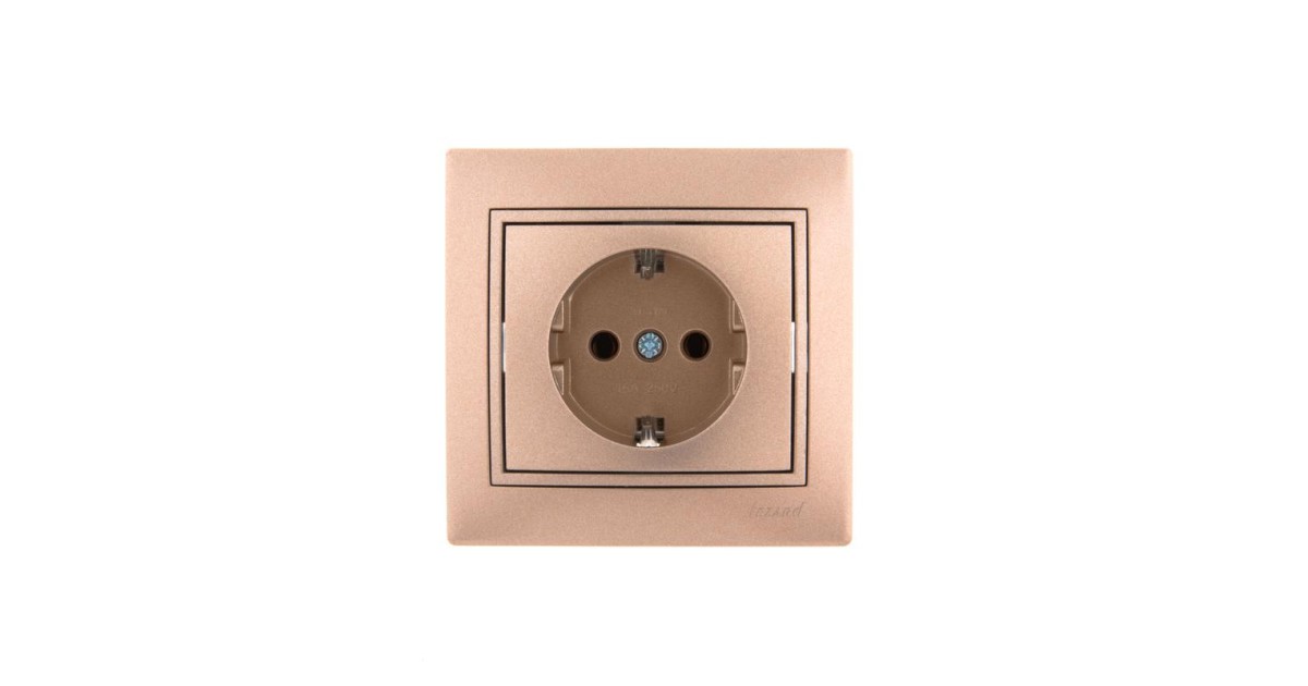 Купить Розетка 1-м СП Mira 16А IP20 с заземл. со вставкой керамика свет. корич. перламутр. 701-3131-122 Lezard оптом в Москве