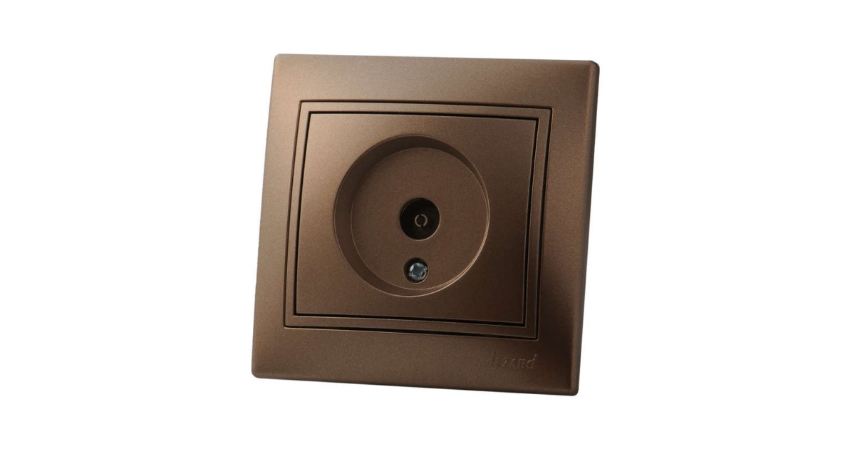 Купить Розетка телевизионная проходная TV СП Mira 16А IP20 со вставкой свет. корич. перламутр. 701-3131-129 Lezard оптом в Москве