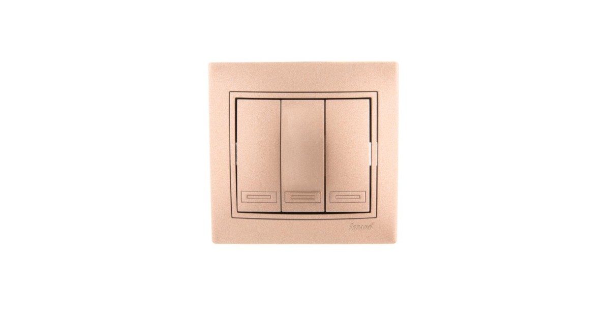 Купить Выключатель 3-кл. СП Mira 10А со вставкой свет. корич. перламутр. 701-3131-109 Lezard оптом в Москве