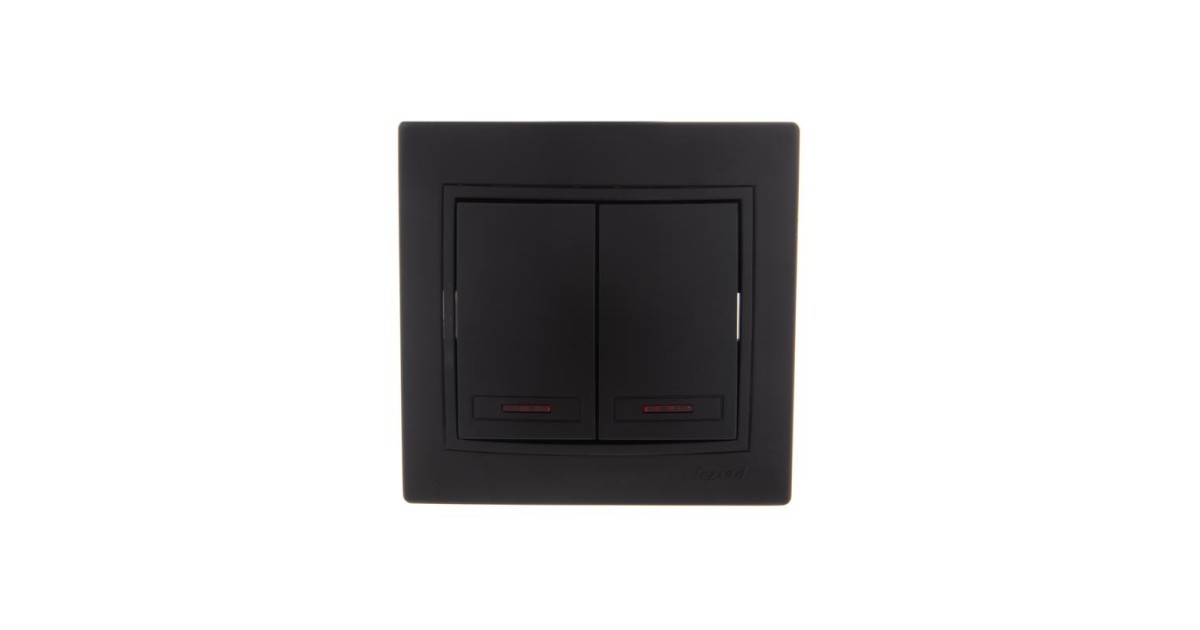 Купить Выключатель 2-кл. 1п СП Mira 10А IP20 с подсветкой со вставкой черн. бархат 701-4242-112 Lezard оптом в Москве