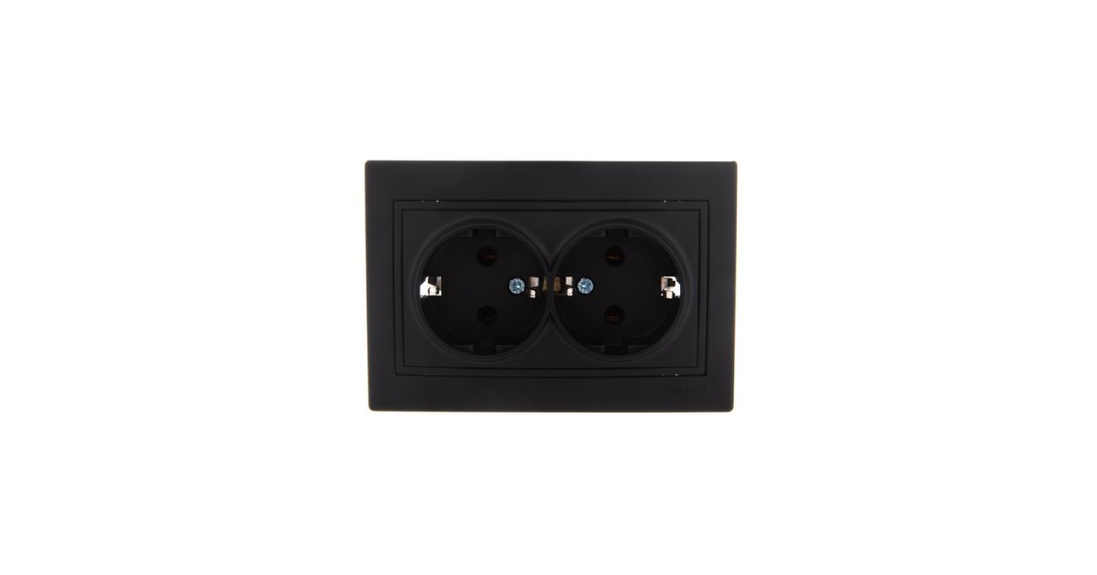 Купить Розетка 2-м СП Mira 16А IP20 с заземл. керамика черн. бархат 701-4242-127 Lezard оптом в Москве