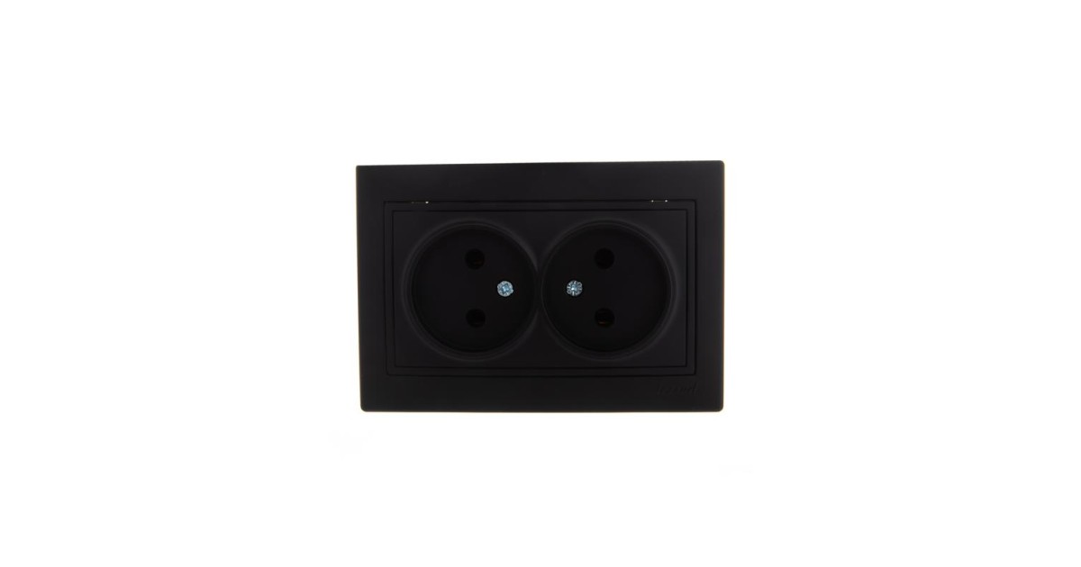 Купить Розетка 2-м СП Mira 16А IP20 без заземл. со вставкой керамика черн. бархат 701-4242-128 Lezard оптом в Москве