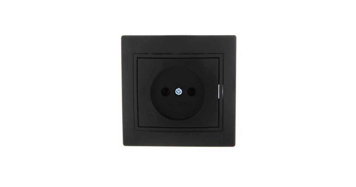 Купить Розетка 1-м СП Mira 16А IP20 без заземл. со вставкой керамика черн. бархат 701-4242-121 Lezard оптом в Москве