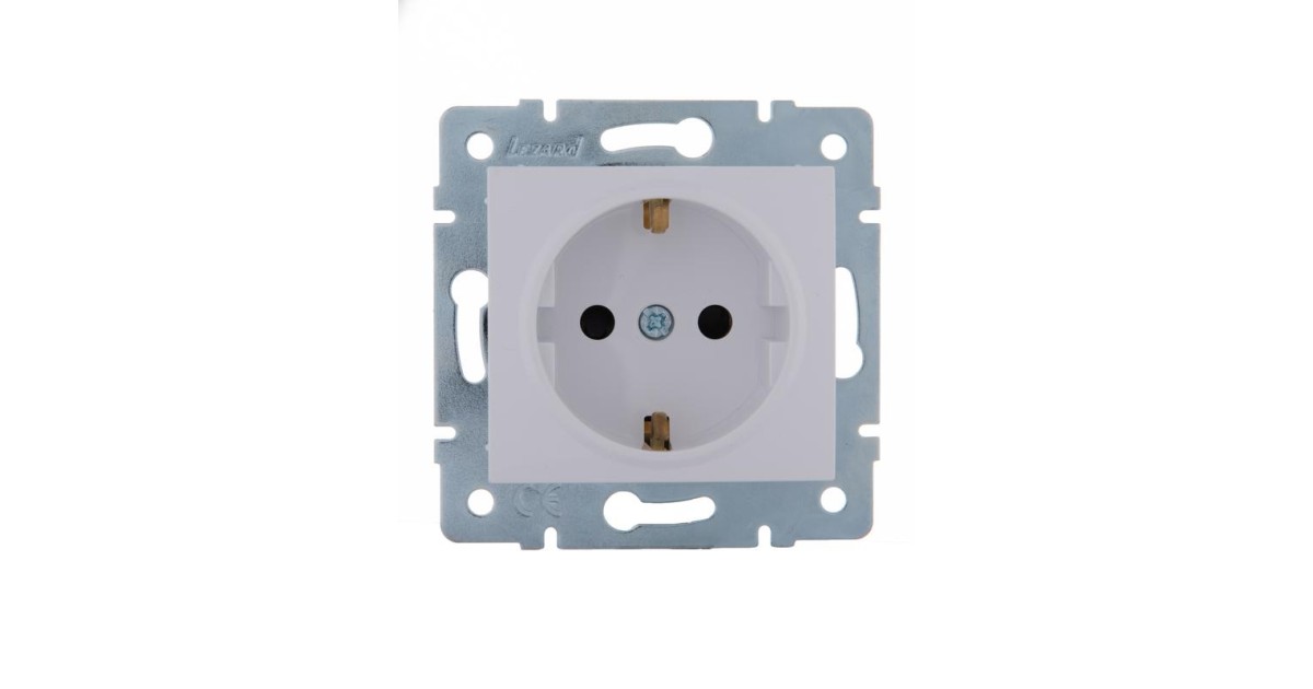 Купить Розетка 1-м СП Karina с заземл. защ. шторки термопласт механизм бел. 707-0288-124B Lezard оптом в Москве