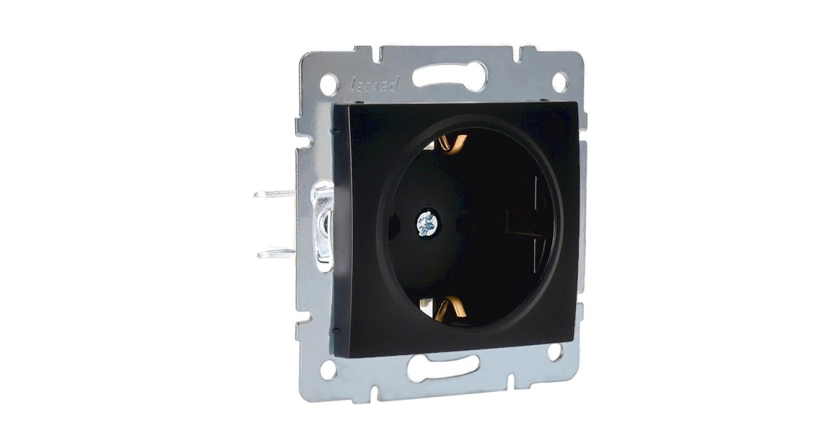 Купить Розетка 1-м СП Karina с заземл. защ. шторки термопласт механизм черн. бархат 707-4288-124B Lezard оптом в Москве