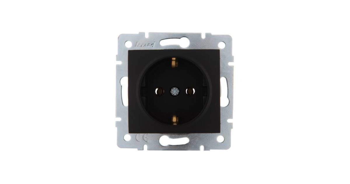 Купить Розетка 1-м СП Karina с заземл. термопласт механизм черн. бархат 707-4288-122B Lezard оптом в Москве