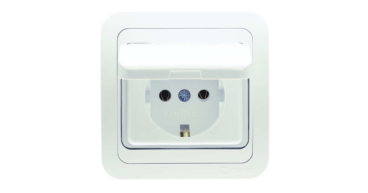 Купить Розетка 1-м СП Mimoza 16А IP20 с крышкой бел./бел. 12029 Makel оптом в Москве